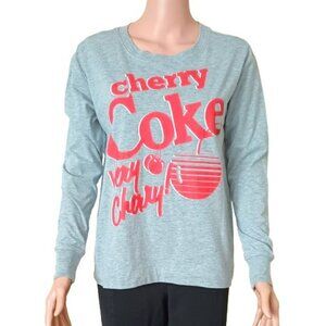 Coca-Cola Logo Long Sleeve T-Shirt S Gray Cherry Coke Graphic